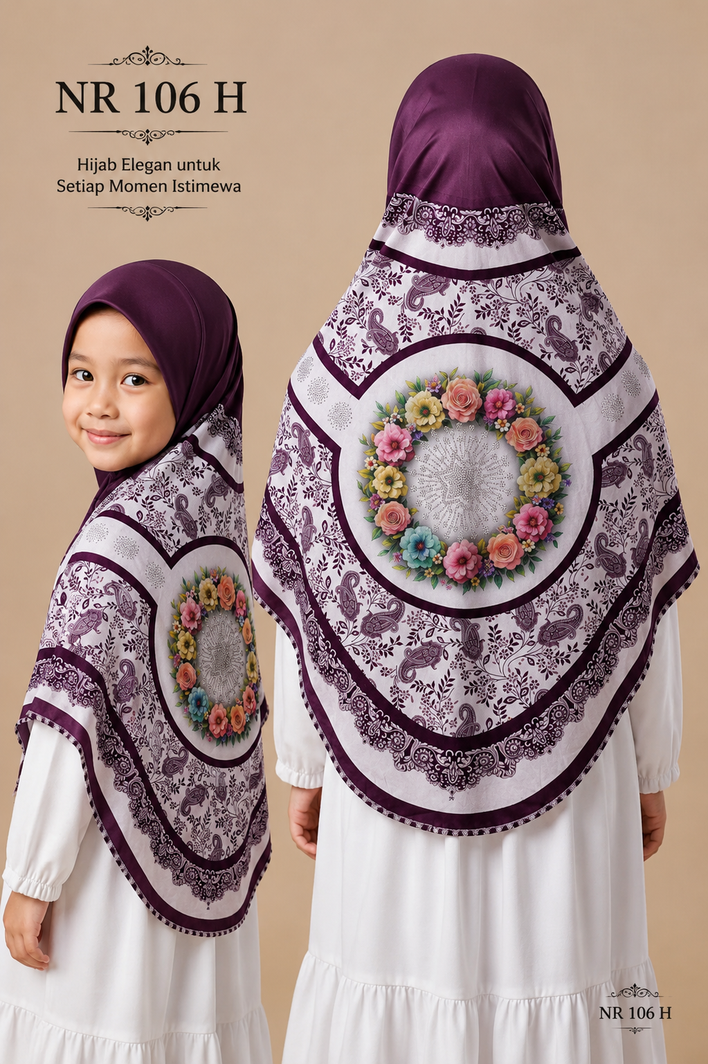 Blossom Grace Malaysian Printed Hijab With Diamond Work