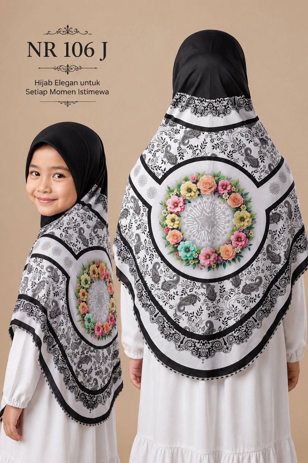 Blossom Grace Malaysian Printed Hijab With Diamond Work