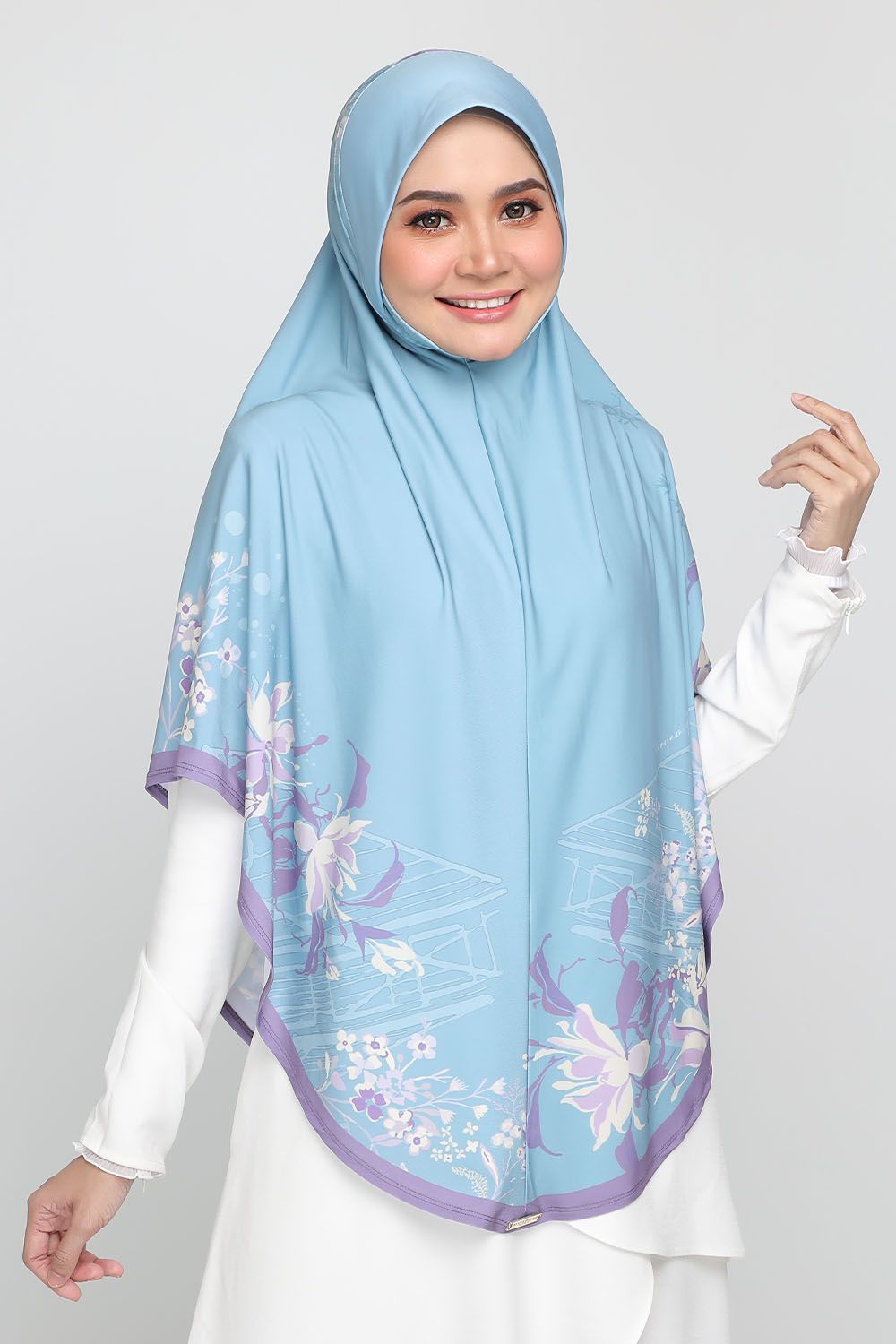 Sky Bloom Printed Khimar Hijab